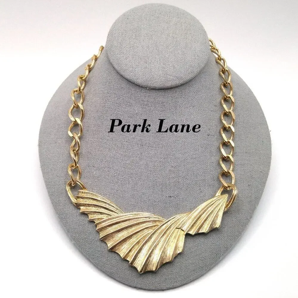 Vintage Park Lane Gold Frontal Necklace, Wide Chain, 18 Inches